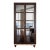 Late 20th Century Designer Contemporary Lighted Curio Display Cabinet Cherry Wood Glass 82”h For Sale