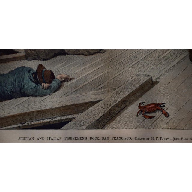Late 19th Century San Francisco Sicilian and Italian Fishermen: A 19th C. Hand-Colored Woodcut, 1889 For Sale - Image 5 of 7