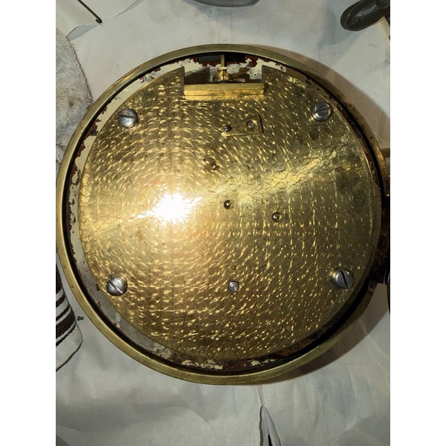 Antique English Ships Clock in Brass Case For Sale In Los Angeles - Image 6 of 12