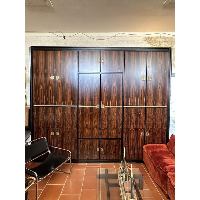 Macassar Ebony and Brass Wardrobe by Adalberto Caraceni for Modernindustria, 1970s For Sale - Image 6 of 18