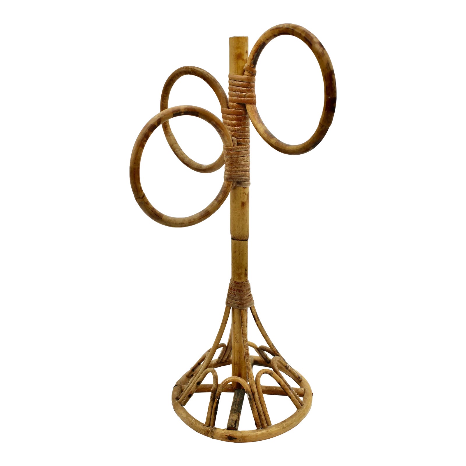Vintage Boho Chic Bamboo and Rattan Towel Rack | Chairish