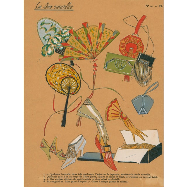Les Idées Nouvelles Art Deco Pochoir – Fans, Handbags & Shoes-1920's For Sale