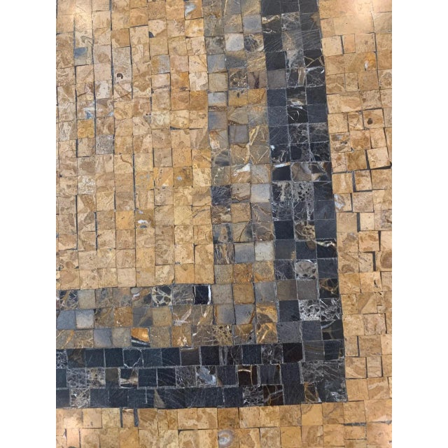 Cream Arhaus Italian Travertine Mosaic Dining Table With Hand-Forged Iron Base – 72” For Sale - Image 8 of 12