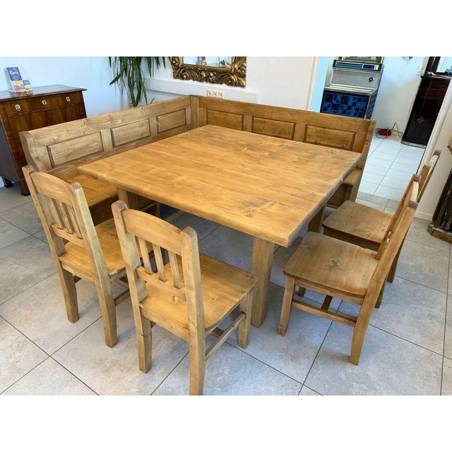 Farmhouse-Style Corner Bench Set in Spruce, Set of 5 For Sale - Image 12 of 14