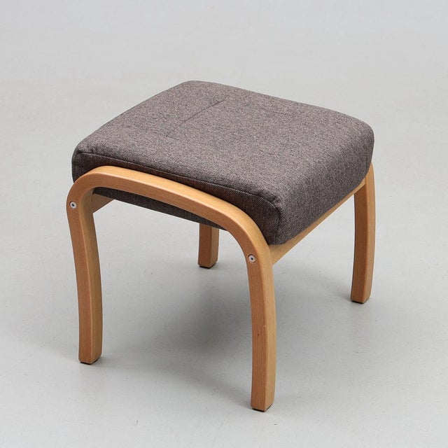 Textile Set of Lounge Chair with Ottoman by Hjort Knudsen, 1980s For Sale - Image 7 of 12