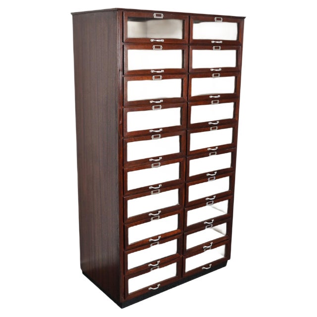 Vintage Dutch Mahogany Haberdashery Shop Cabinet, 1930s For Sale