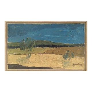 Mid-Century Modern 'Rural Terrain' Swedish Vintage Original Landscape Oil Painting, Framed For Sale