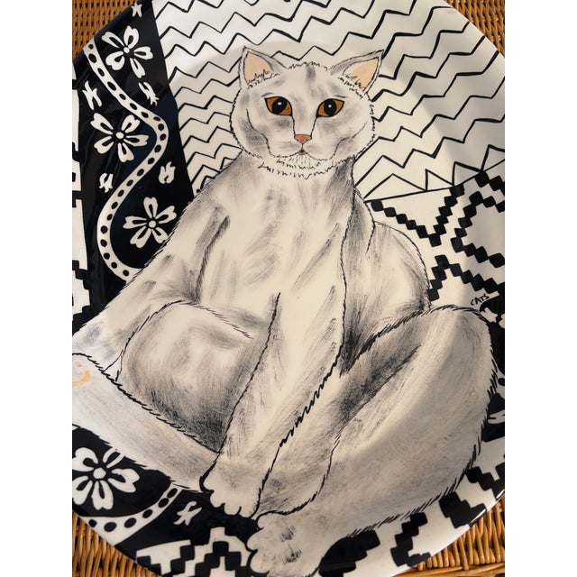 Vintage Cat Art Pottery Platter by Nina Lyman For Sale - Image 4 of 8