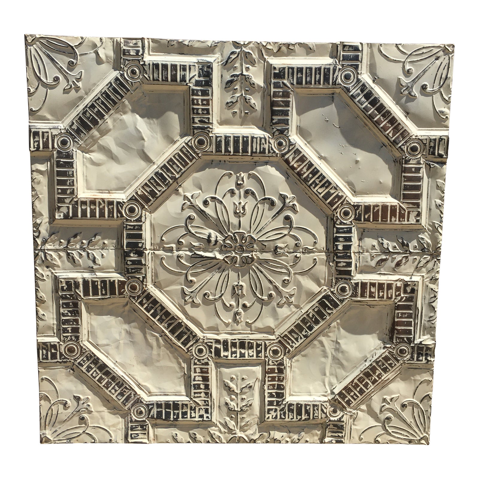 Vintage Rustic Tin Ceiling Tile Wall Art Chairish