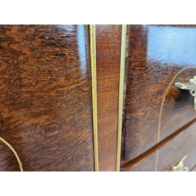 Art Deco Chest of Drawers in Walnut Burl and Brass, 1950 For Sale - Image 10 of 18