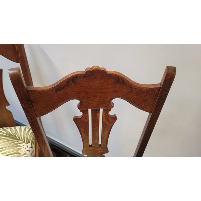 Antique 1930s Jacobean Renaissance English Tudor Set of 4 Oak Chairs Very Well Built Dining Chairs For Sale In San Diego - Image 6 of 7