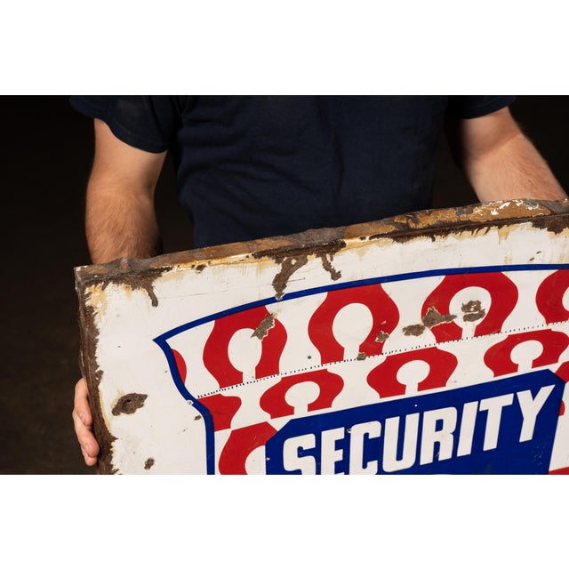 1950s Vintage Security Feeds Porcelain Advertising Sign by Post Sign Co. For Sale - Image 5 of 7