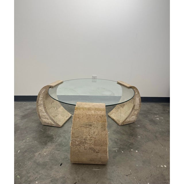 Mid-Century Modern Faux Travertine Coffee Table by Magnussen Home For Sale - Image 3 of 9