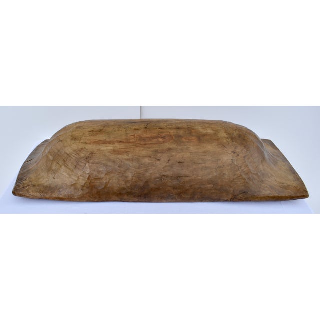 Antique Hand-Hewn Fruitwood Trog or Dough Bowl For Sale In Baltimore - Image 6 of 7