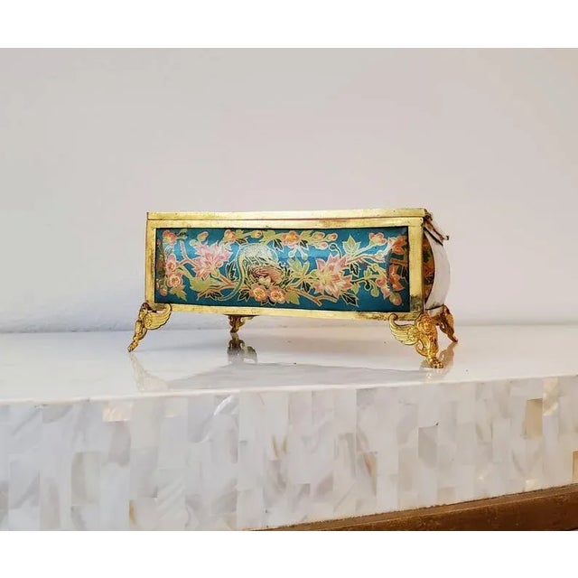 Blue Moser Bohemian Art Nouveau Enameled Gilt Bronze Antique Jewelry Casket Table Box For Sale - Image 8 of 11