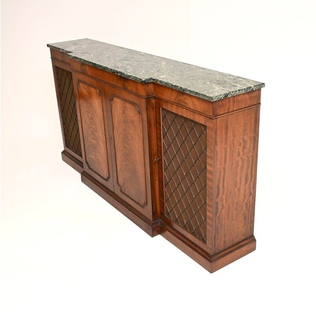 1930s Antique Marble Top Grill Front Sideboard, 1930 For Sale - Image 5 of 11