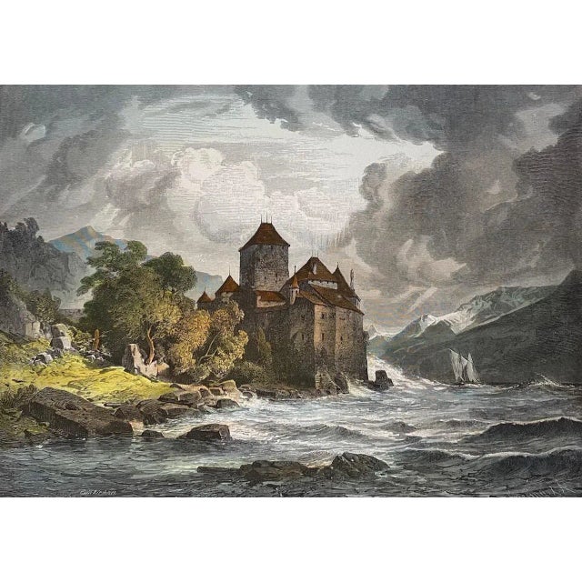Albert Emil Kirchner, Le chateau de Chillon, Suisse, 1800s, Engraving For Sale - Image 3 of 10