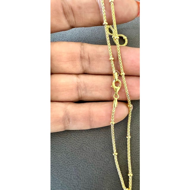 Metal Vintage 18 Karat Yellow Gold 5.4 Gm Ball Station Chain Necklace, Italian 15.5" For Sale - Image 7 of 8