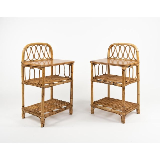 Mid-Century Bedside Tables in Bamboo and Rattan, Italy, 1960s, Set of 2 For Sale - Image 16 of 18