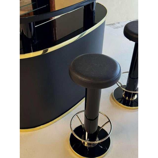 Mid-Century Black Lacquered and Burl Wood Cocktail Bar For Sale - Image 10 of 11