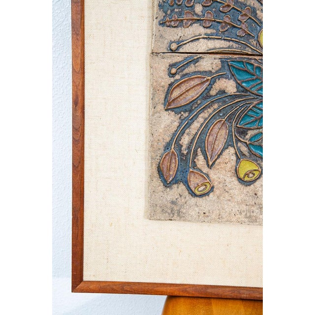 Ceramic Mid Century Modern Wall Art Ceramic Flowers Studio Plaque Victoria Littlejohn For Sale - Image 7 of 12
