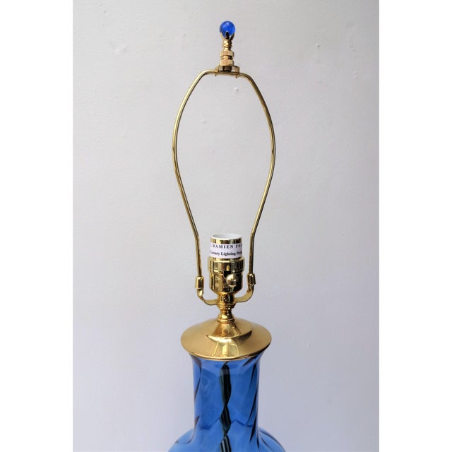 Italian Vintage Italian Cornflower Blue Glass Lamp by C. Damien Fox For Sale - Image 3 of 4
