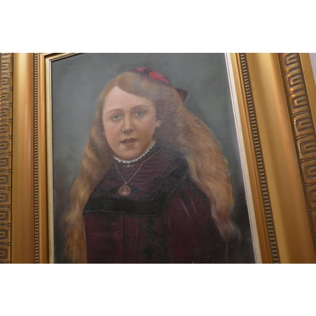 Portrait of a Young Girl, 1870, Oil on Canvas, Framed For Sale - Image 7 of 9