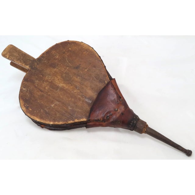 Antique American Primitive Blacksmith Made Fireplace Bellows For Sale - Image 13 of 13