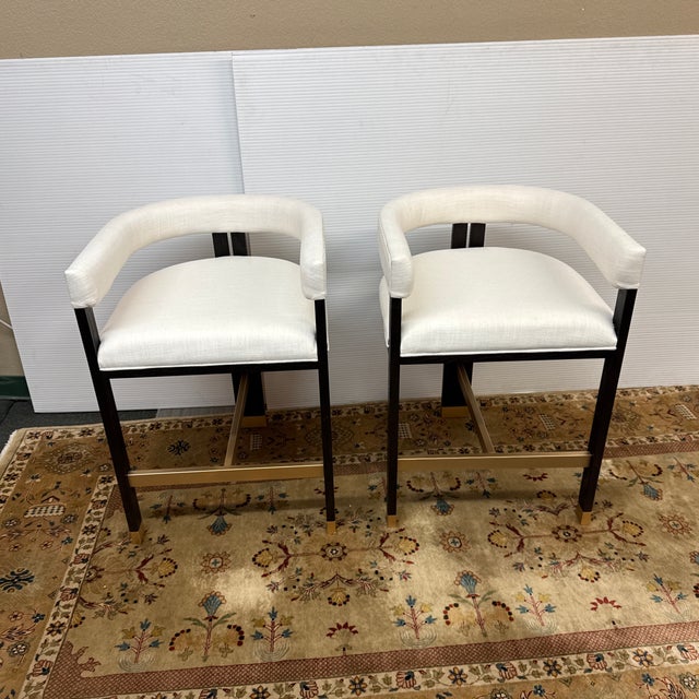 Worlds Away Cruise Counter Stools, Pair For Sale - Image 11 of 12