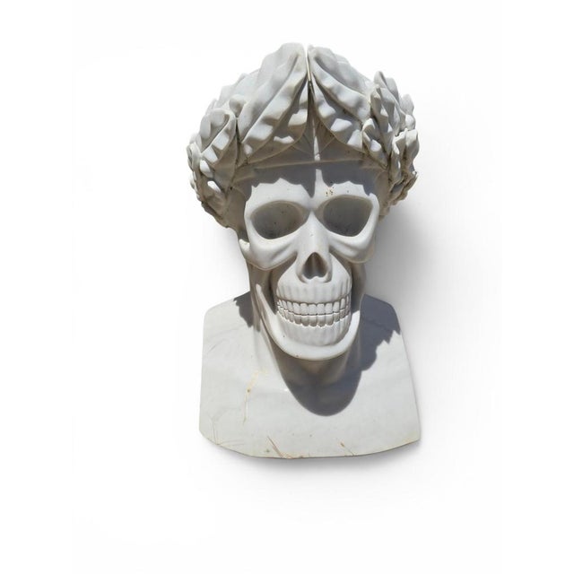 Italian Artist, Memento Mori Bust with Laurel Wreath, 1980, Marble For Sale - Image 3 of 8