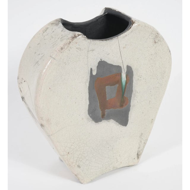 2000 - 2009 Signed Raku Ceramic Handmand Vase For Sale - Image 5 of 9