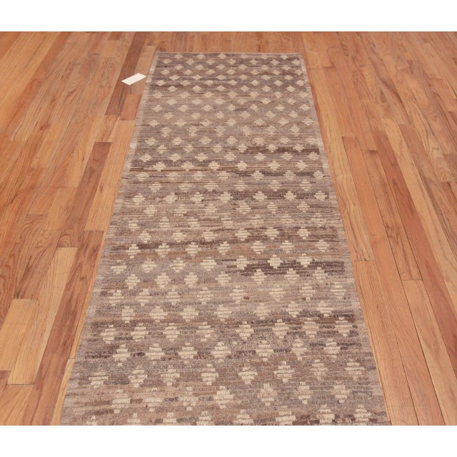Brown Nazmiyal Collection Modern Runner Abrash Rug For Sale - Image 8 of 8