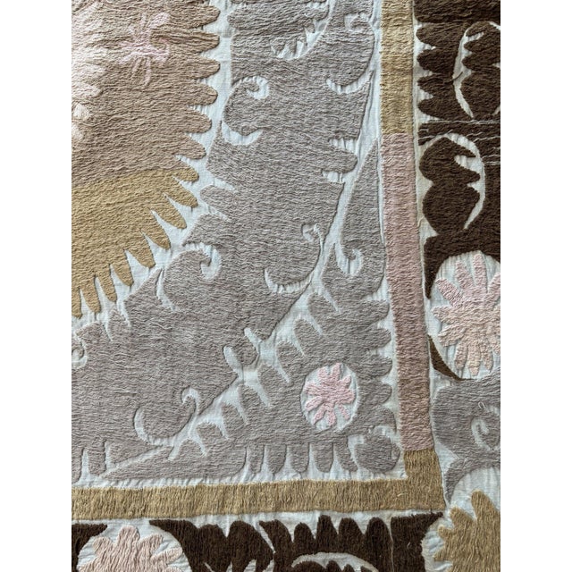 Tribal Suzani Tablecloth From Bukhara 4'7'' X 4'10'' For Sale - Image 11 of 11