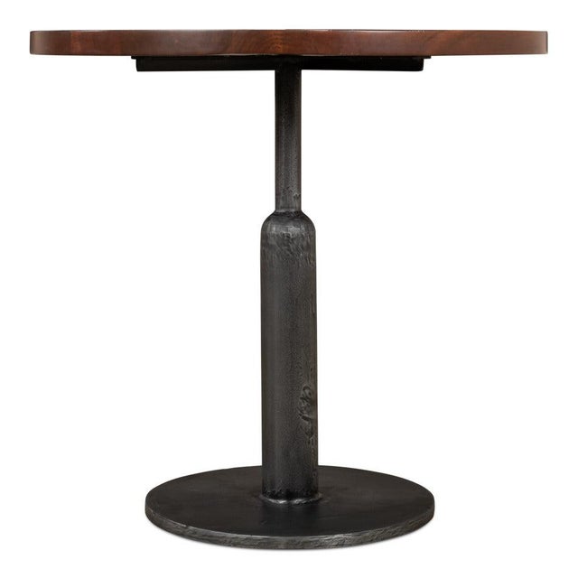 Industrial Industrial Bistro Table with Solid Walnut Top, 32 Inch Round For Sale - Image 3 of 12