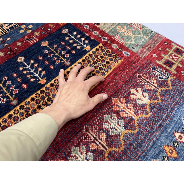 Sultani Khorjin Design Wool Runner in Blue and Red, 2'7" X 9'6" For Sale - Image 11 of 14