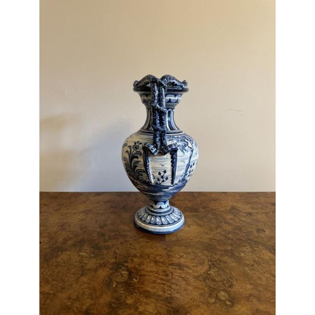 Talavere Blue and White Vase, 1900s For Sale - Image 4 of 11