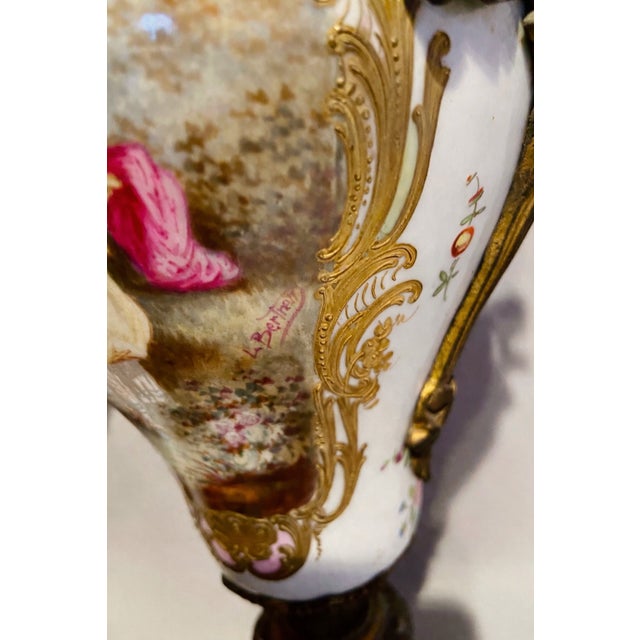 19th Sevres Louis XVI Gilt Porcelain Bronze Vases Pair For Sale - Image 17 of 18