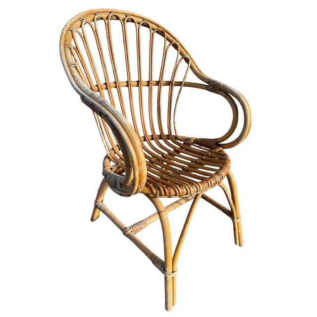 Rattan Armchairs, France, 1960s, Set of 4 For Sale - Image 4 of 14