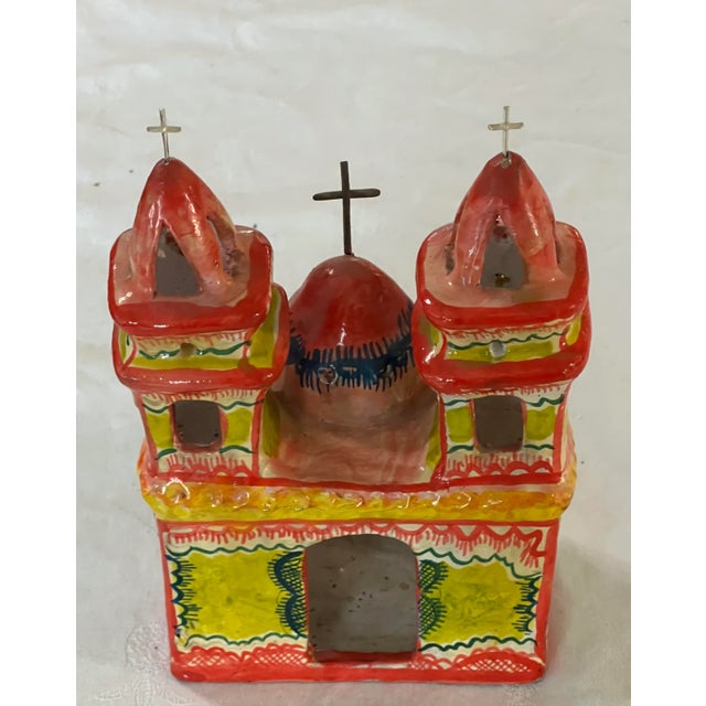1970s Vintage Made in Mexico Spanish Mission Votive Holder W/ # Sterling Crosses. For Sale - Image 5 of 11
