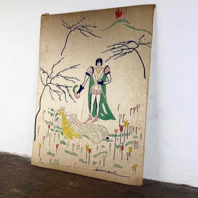 Vintage Art Deco French Silk Embroidery Panel, 1920s For Sale - Image 4 of 12