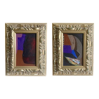 "Urban Driftwood" Pair of Mini Paintings by Jessalin Beutler For Sale