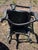 Queen Anne Vintage Drexel Heritage Distressed Black Queen Anne Armchair With Camel Suede Seat For Sale - Image 3 of 5