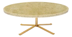 Abalone Shell Cast in Resin Oval Top Coffee Table on X-Shape Base