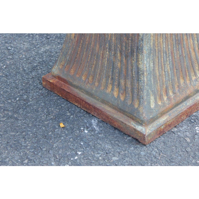 Neoclassical Style Pair Of Cast Iron Garden Planters Or Pedestal Bases For Sale - Image 9 of 16