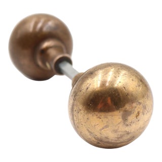 Pair of Vintage 2.125 In. Brass Plain Passage Door Knobs For Sale