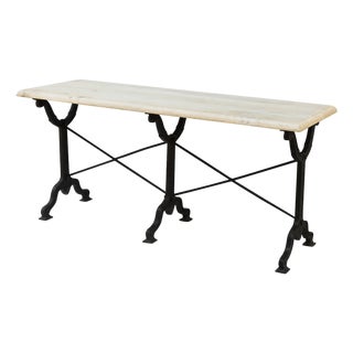 Matthew Izzo Home Avignon Long Lightly Distressed White Oak and Cast Iron Table For Sale