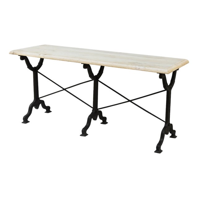 Matthew Izzo Home Avignon Long Lightly Distressed White Oak and Cast Iron Table For Sale