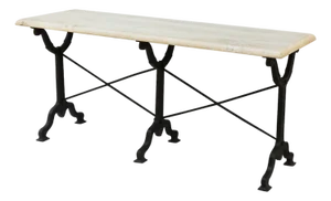 Matthew Izzo Home Avignon Long Lightly Distressed White Oak and Cast Iron Table
