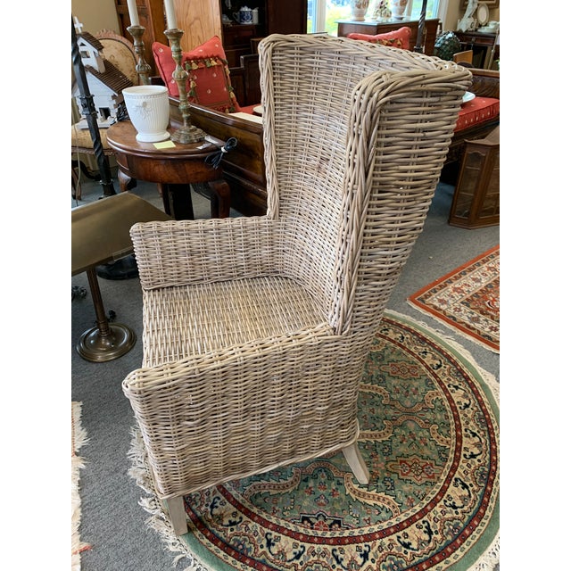 Vintage Wicker Wingback Chair Chairish