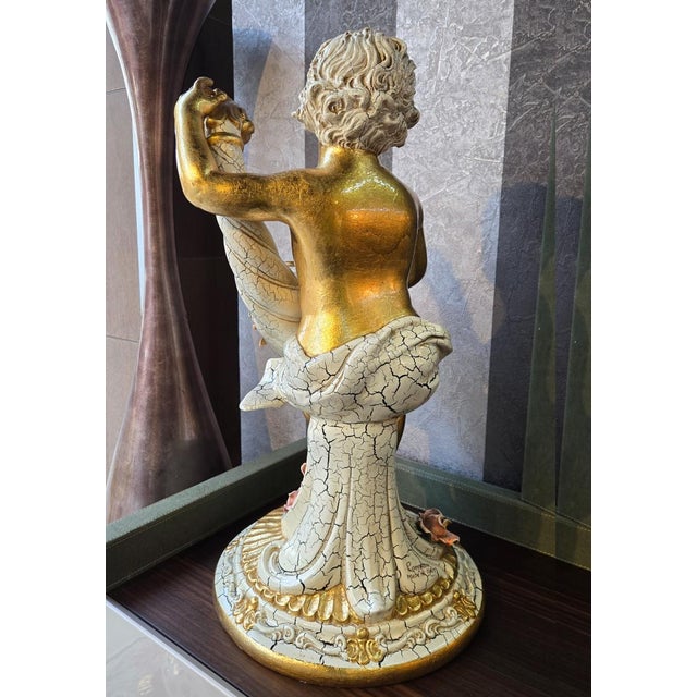 Italian Lorenzon Italian Gold Cherub Ceramic Sculpture For Sale - Image 3 of 10